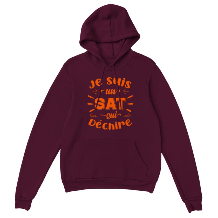 Sweat à capuche sat je suis un sat qui déchire - Maroon / S 