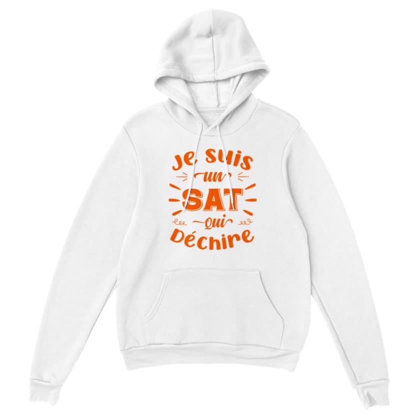 Sweat à capuche sat je suis un sat qui déchire - White / S -