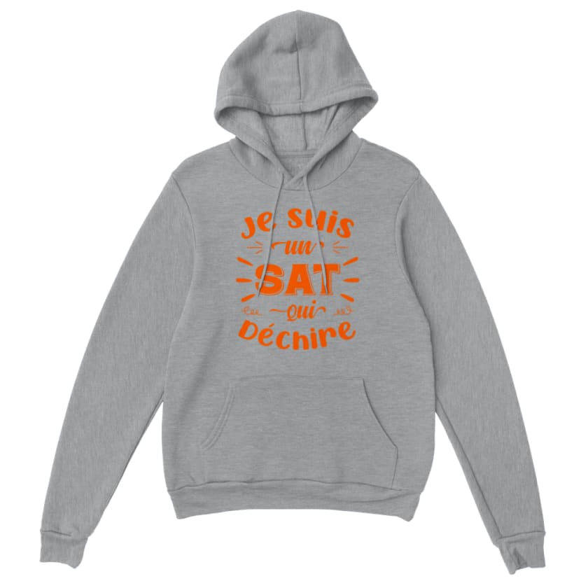 Sweat à capuche sat je suis un sat qui déchire - Sports Grey