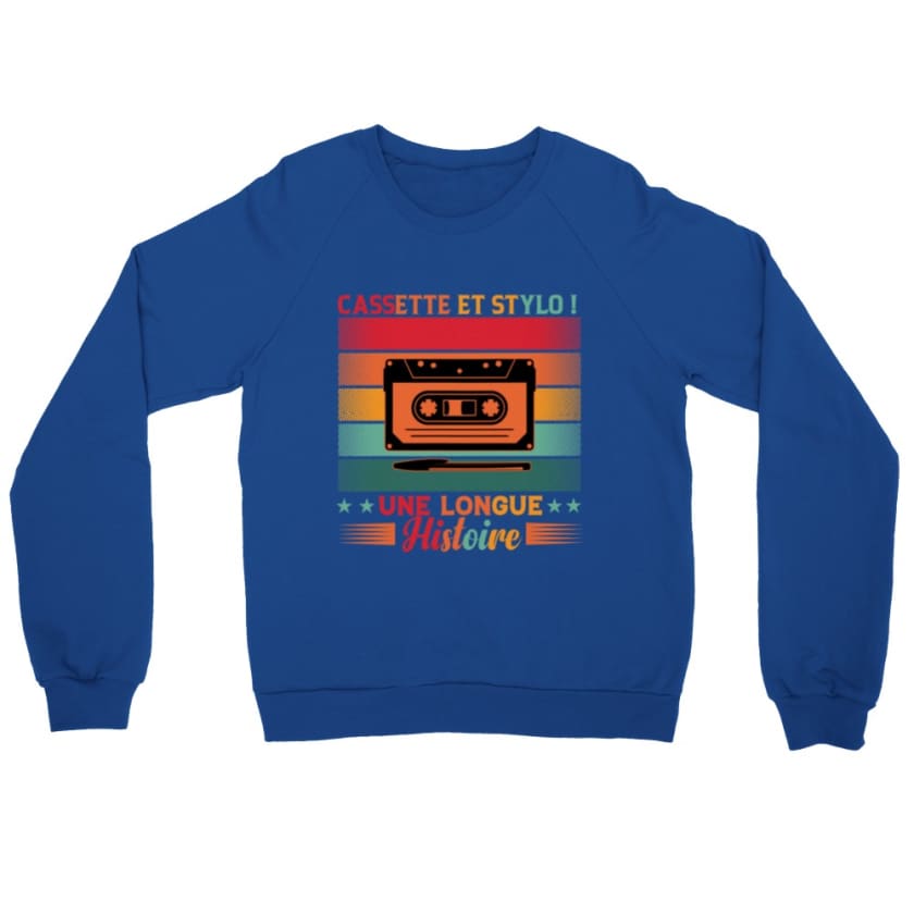 Sweatshirt Cassette et stylo - Royal / S - Print Material
