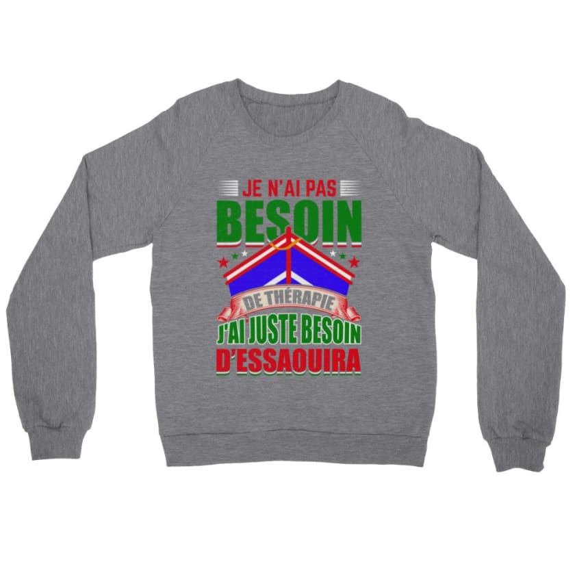 Sweatshirt Essaouira thérapie - Heather Gray / S - Print 
