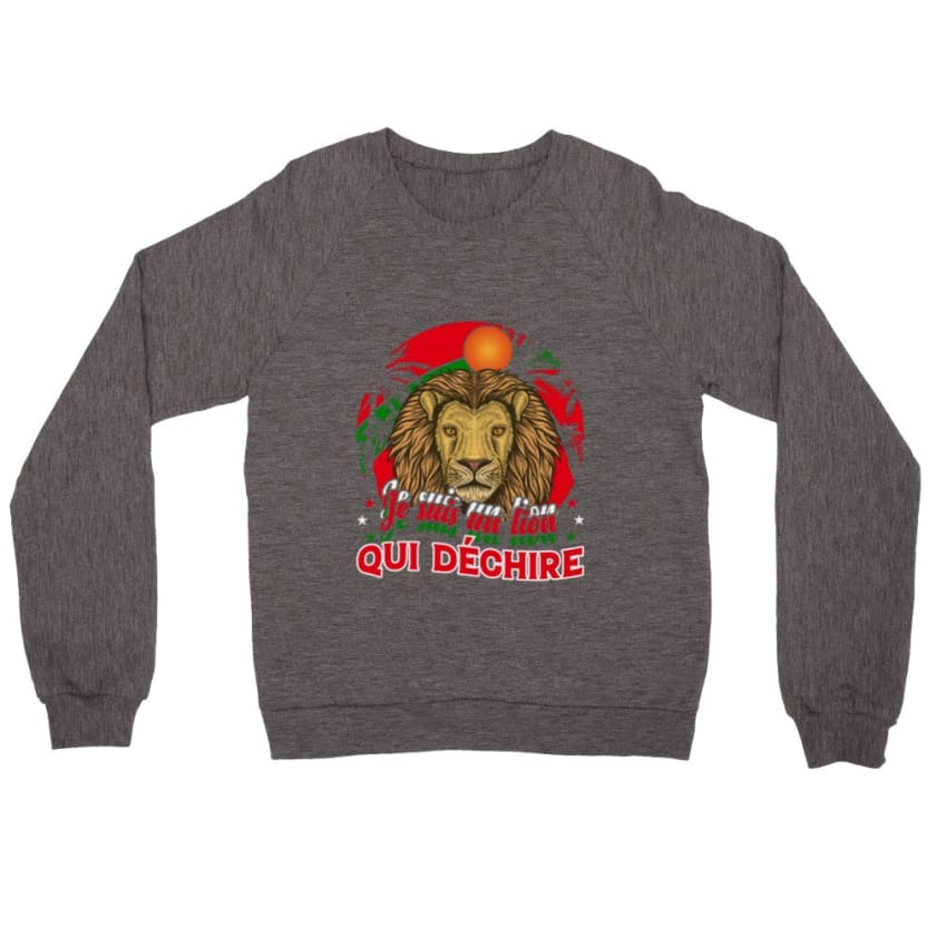 Sweatshirt je suis un lion qui déchire - Charcoal Heather / 
