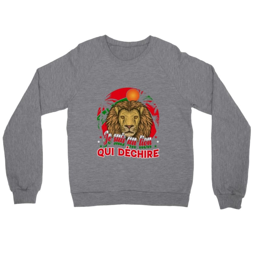 Sweatshirt je suis un lion qui déchire - Heather Gray / S - 