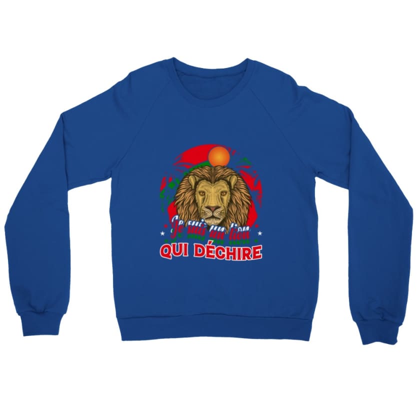 Sweatshirt je suis un lion qui déchire - Royal / S - Print 