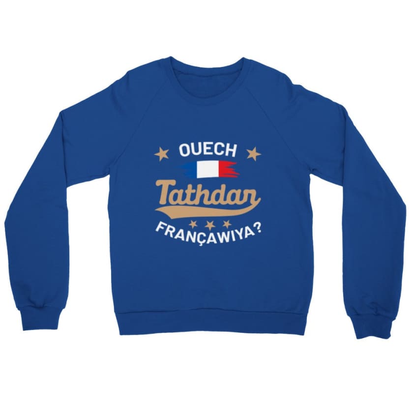 Sweatshirt ouech tathdar Françawiya ? - Royal / S - Print 
