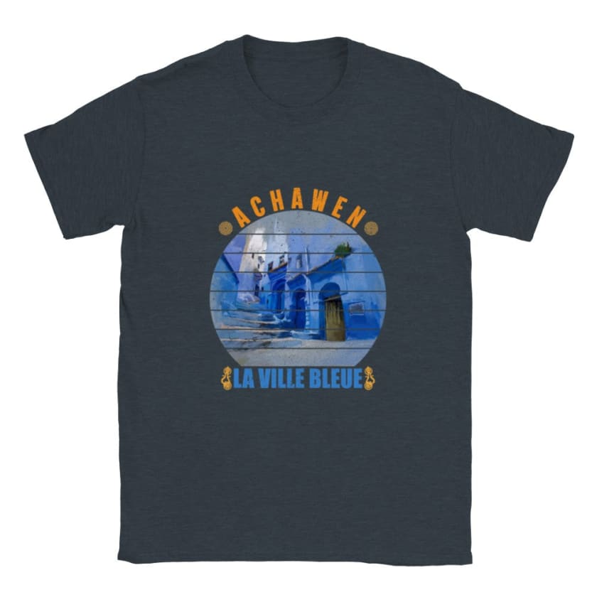 T-shirt Achawen la ville bleue Maroc - Bleu Marine bruyère /
