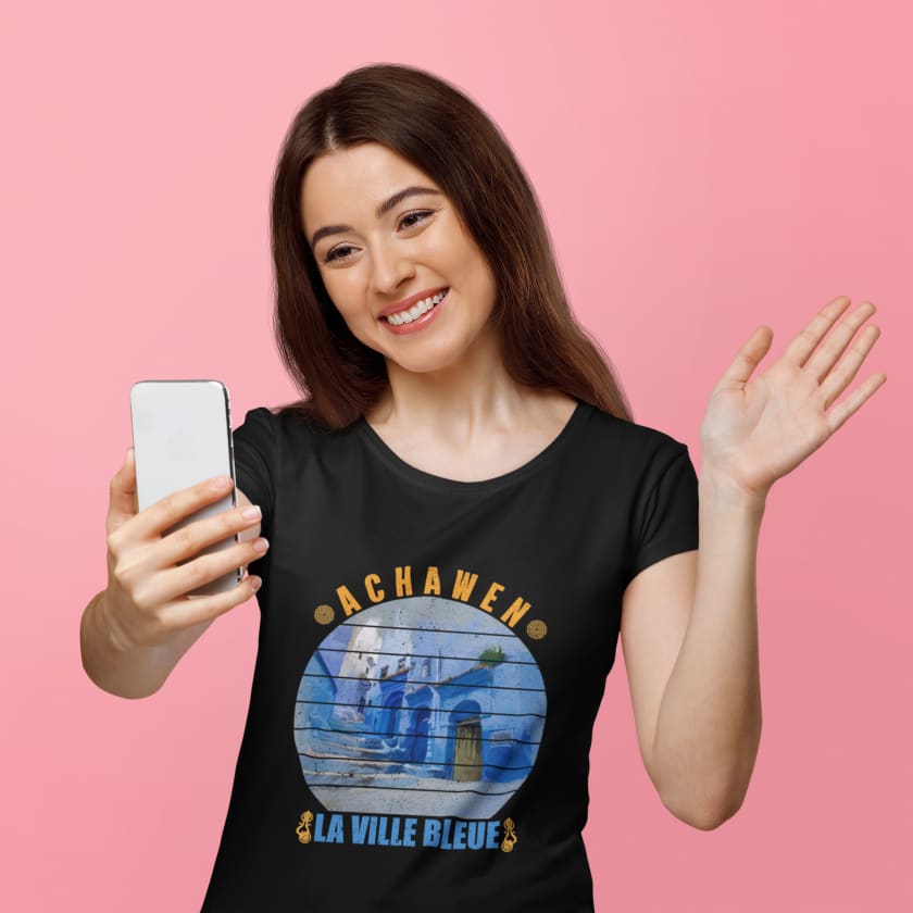 T-shirt Achawen la ville bleue Maroc - Print Material