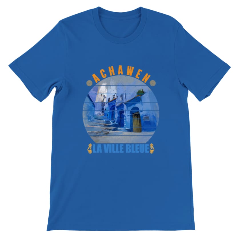 T-shirt Achawen la ville bleue Maroc - Royal / S - Print 