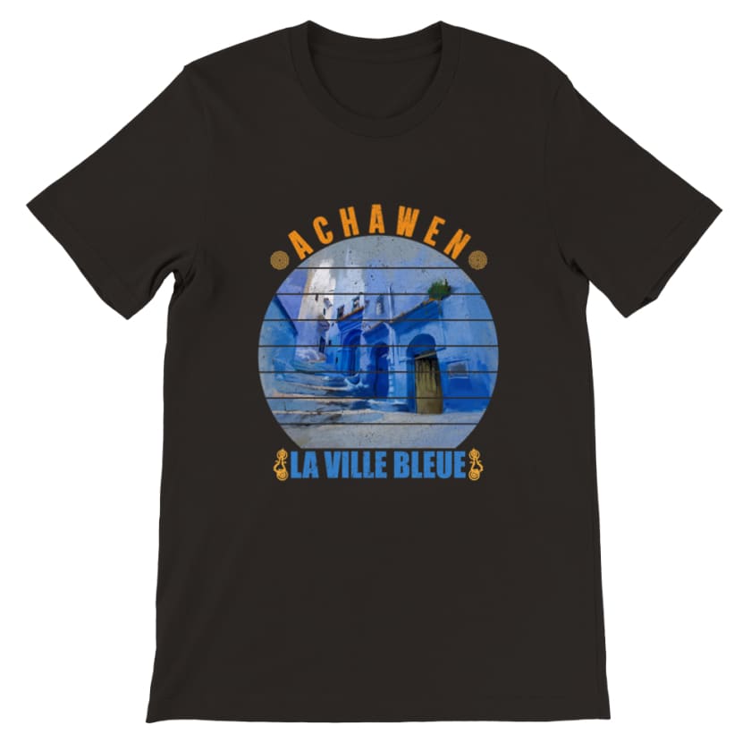 T-shirt Achawen la ville bleue Maroc - Black / S - Print 