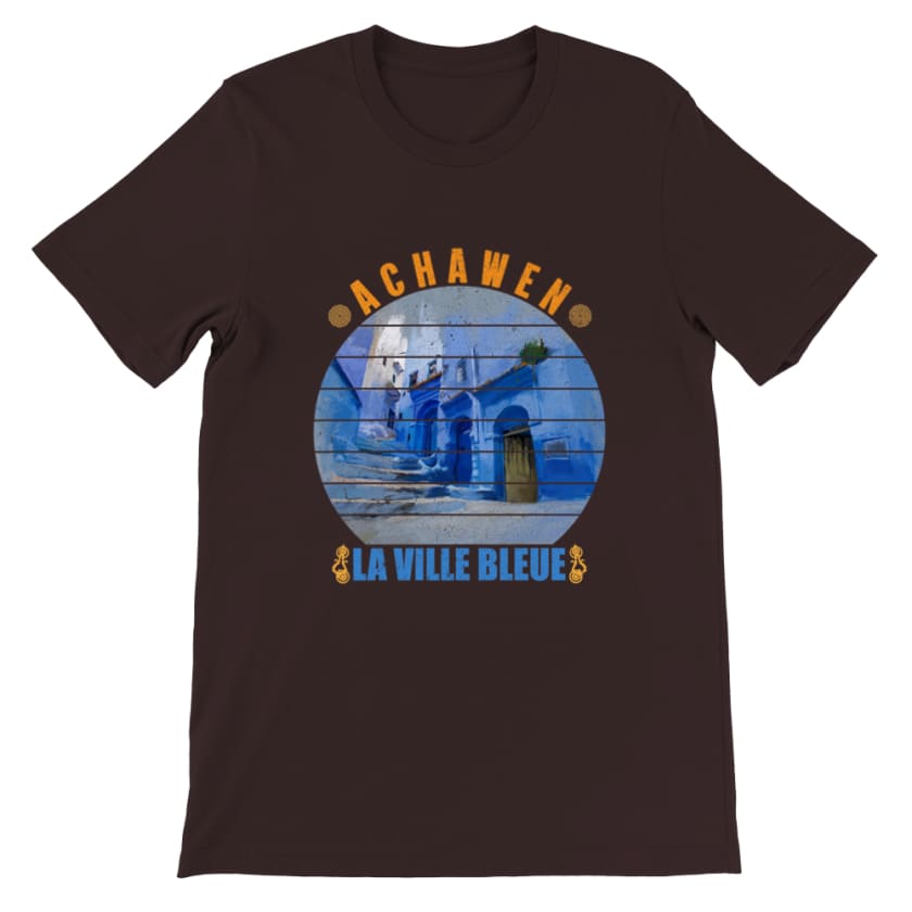 T-shirt Achawen la ville bleue Maroc - Brown / S - Print 