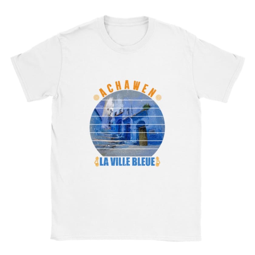 T-shirt Achawen la ville bleue Maroc - Blanc / S - Print 