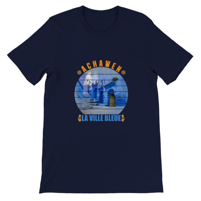 T-shirt Achawen la ville bleue Maroc - Navy / S - Print 