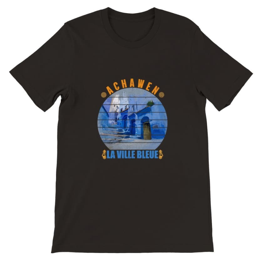 T-shirt Achawen la ville bleue Maroc - Black / S - Print 