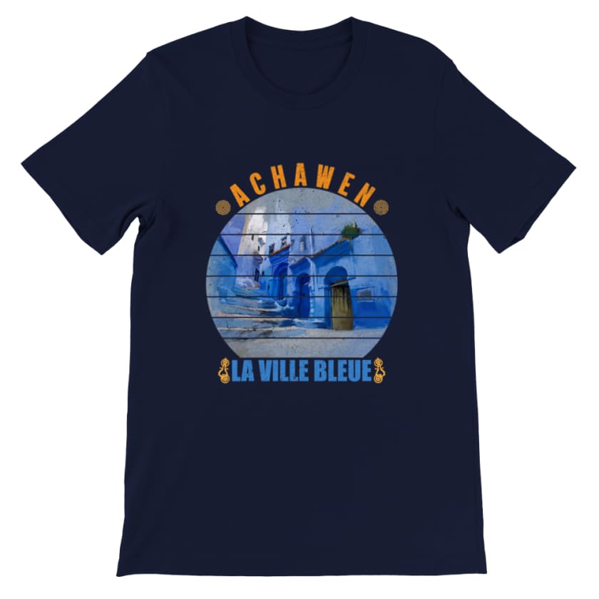 T-shirt Achawen la ville bleue Maroc - Navy / S - Print 