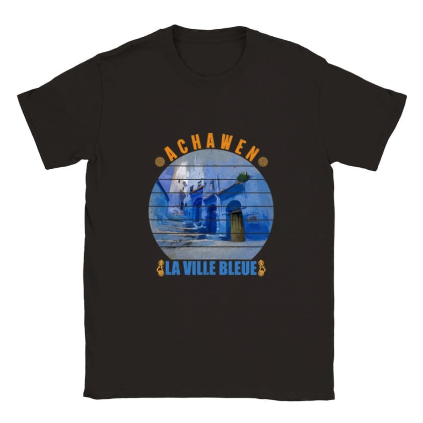 T-shirt Achawen la ville bleue Maroc - Noir / S - Print 