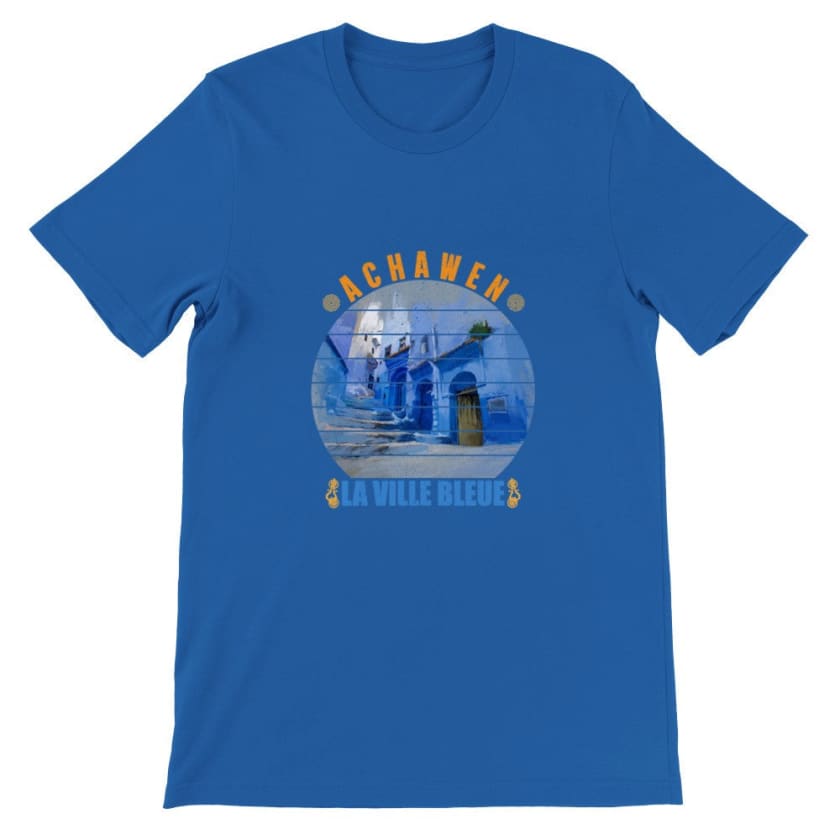 T-shirt Achawen la ville bleue Maroc - Royal / S - Print 