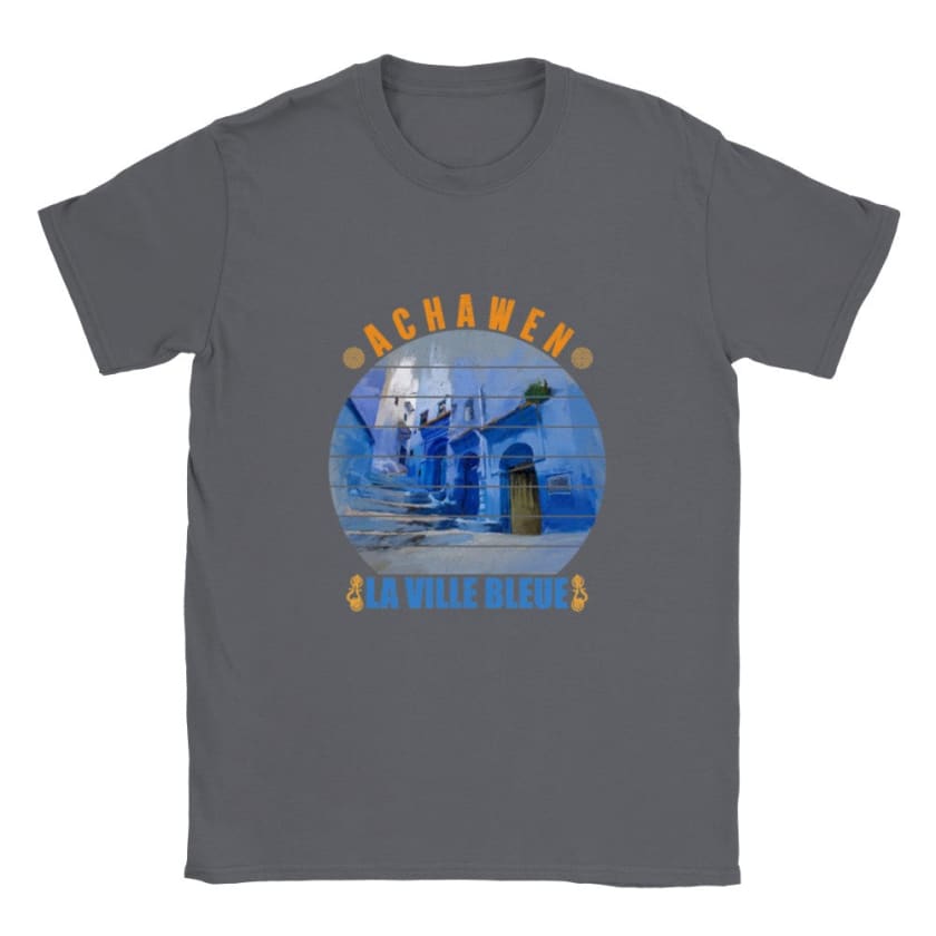 T-shirt Achawen la ville bleue Maroc - Charbon / S - Print 