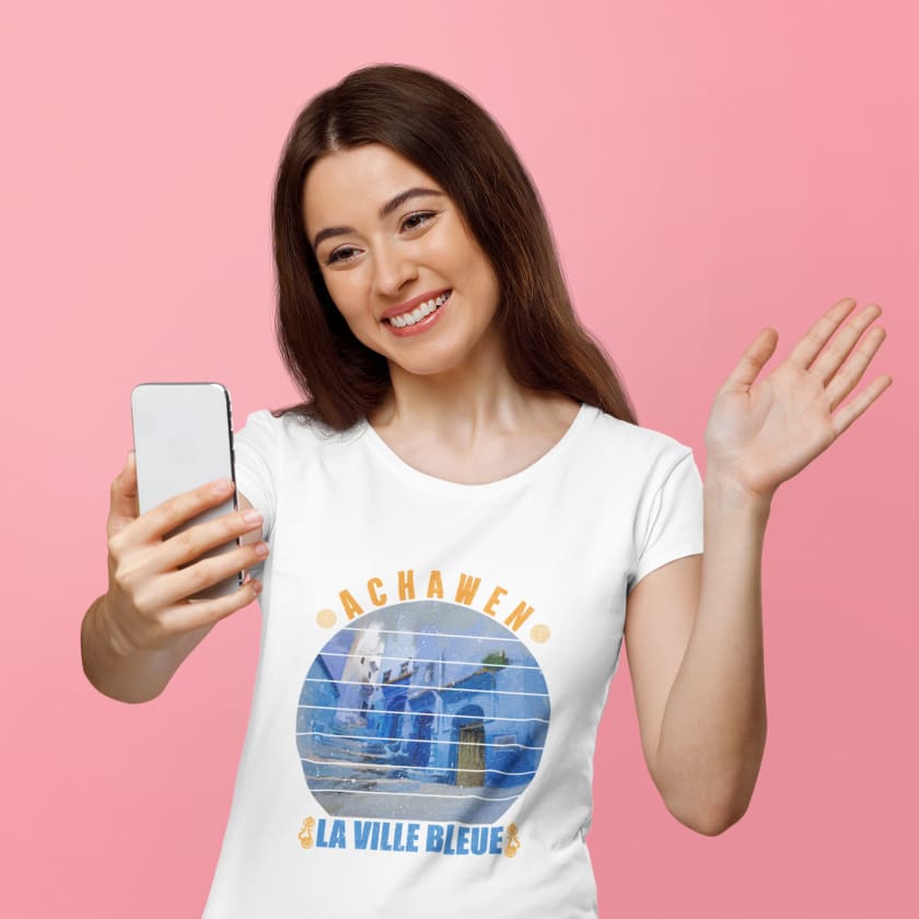 T-shirt Achawen la ville bleue Maroc - Print Material