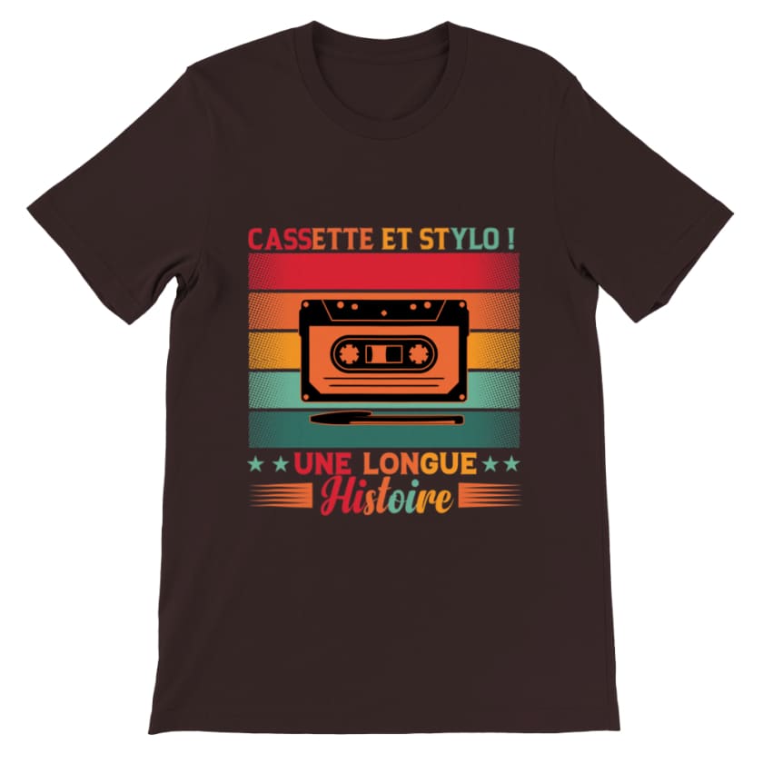 T-shirt Cassette et stylo - Brown / S - Print Material