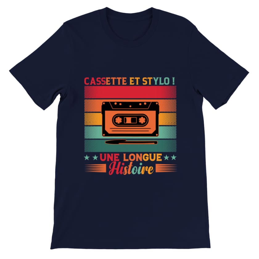 T-shirt Cassette et stylo - Navy / S - Print Material