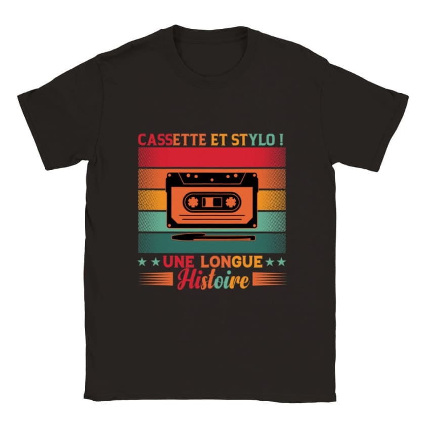 T-shirt cassette et stylo bille - Noir / S - Print Material