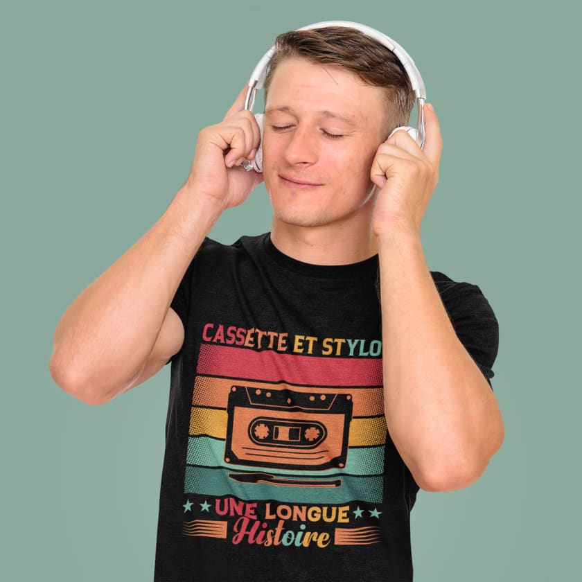 T-shirt cassette et stylo bille - Print Material