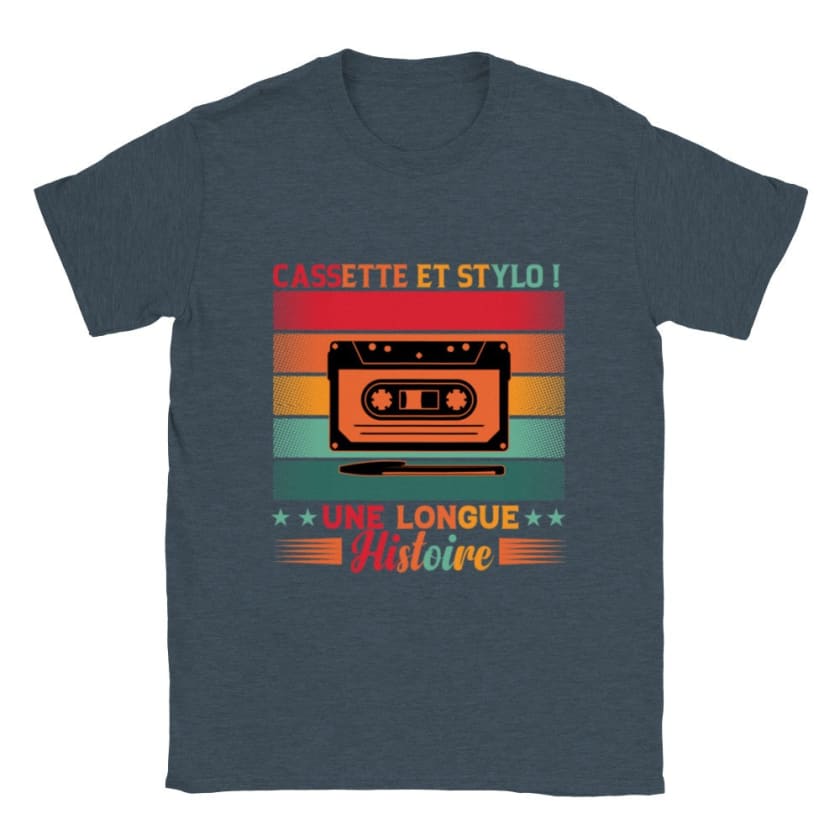 T-shirt cassette et stylo bille - dark heather / S - Print 