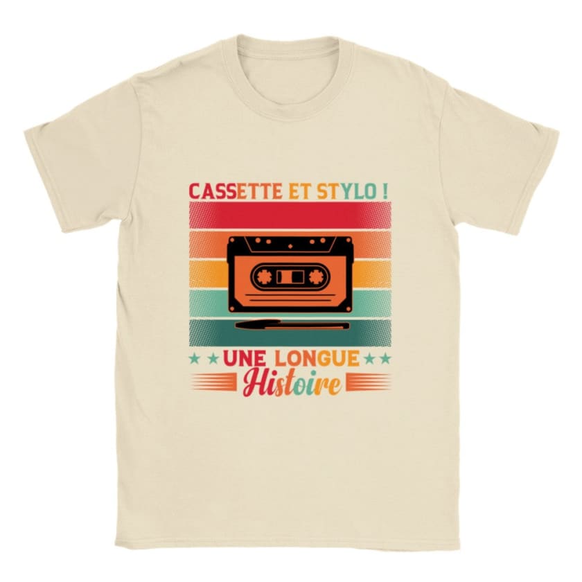 T-shirt cassette et stylo bille - Naturel / S - Print 