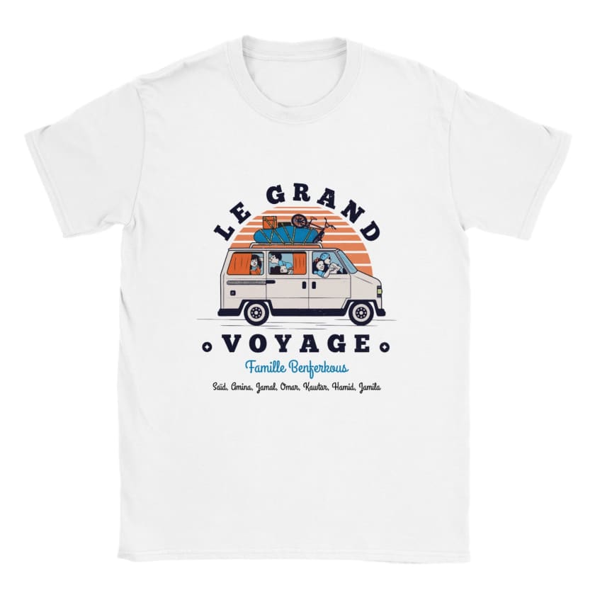 T-shirt Famille Maghrébine en voiture personnalisé voyage au