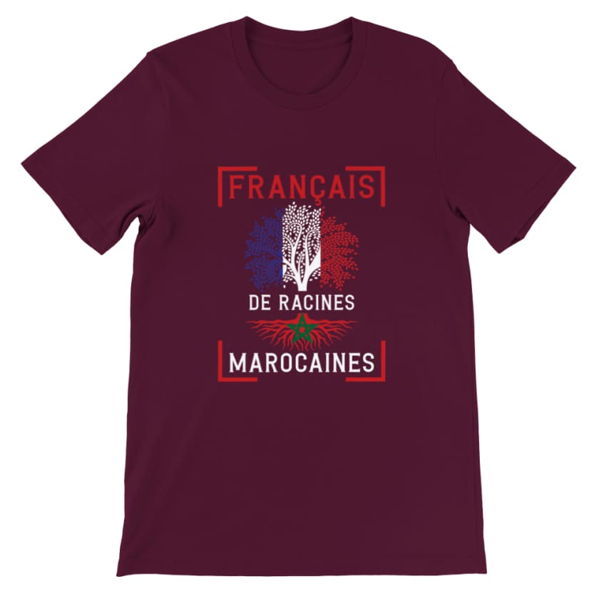 T shirt Français de racines Marocaines - Maroon / S - Print 