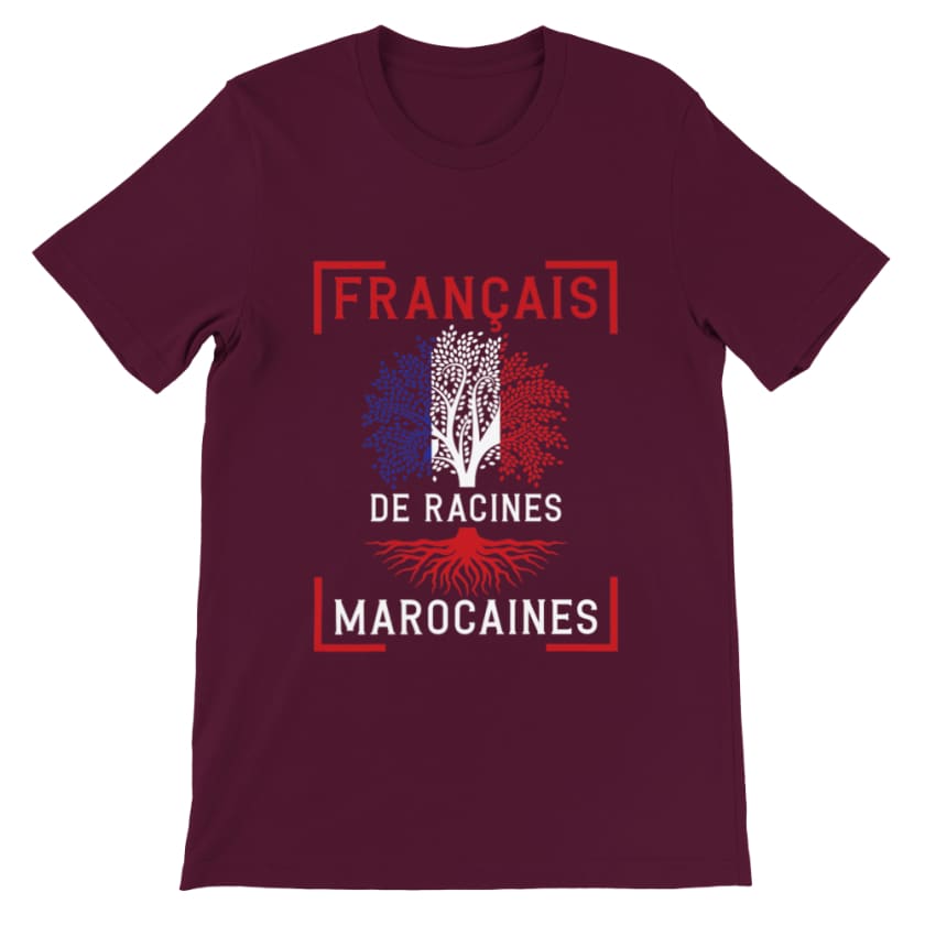 T shirt Français de racines Marocaines - Maroon / S - Print 