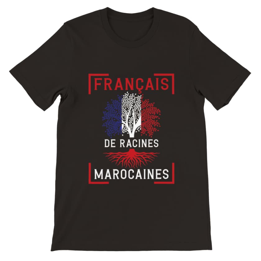 T shirt Français de racines Marocaines - Black / S - Print 