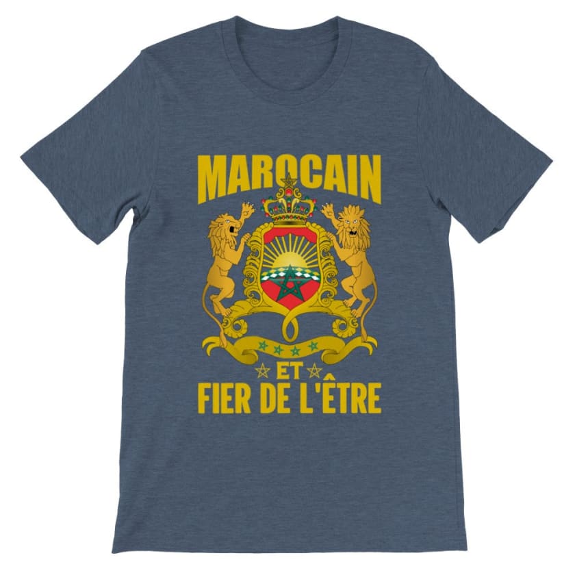 T-shirt Marocain et Fier de L’être - Bleu-marine-chiné / S -