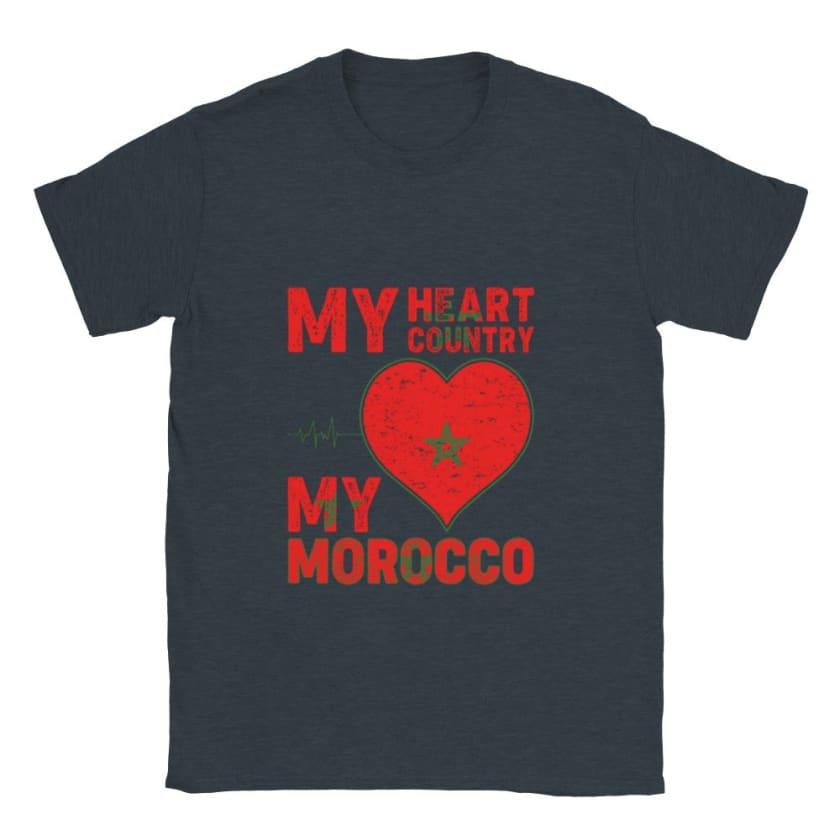 T-shirt Mon pays de cœur Mon Maroc - Bleu Marine bruyère / S