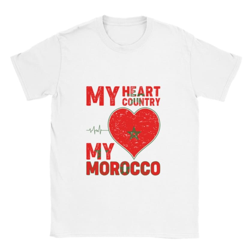 T-shirt Mon pays de cœur Mon Maroc - Blanc / S - Print 