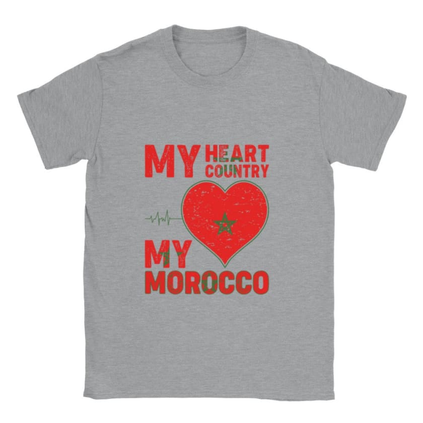 T-shirt Mon pays de cœur Mon Maroc - Gris sports / S - Print