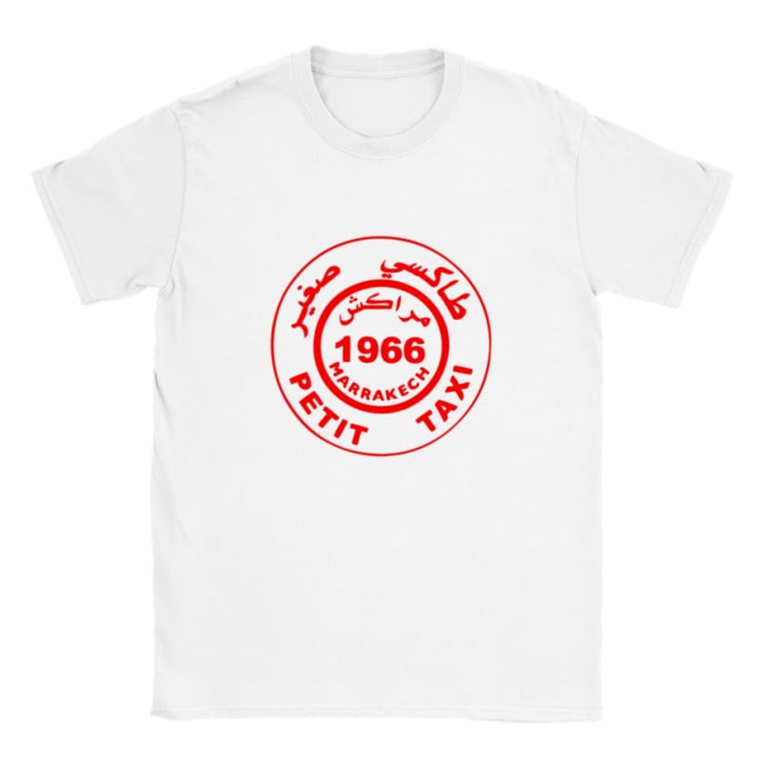 T-shirt petit taxi Marrakech Maroc - Blanc / S - Print 