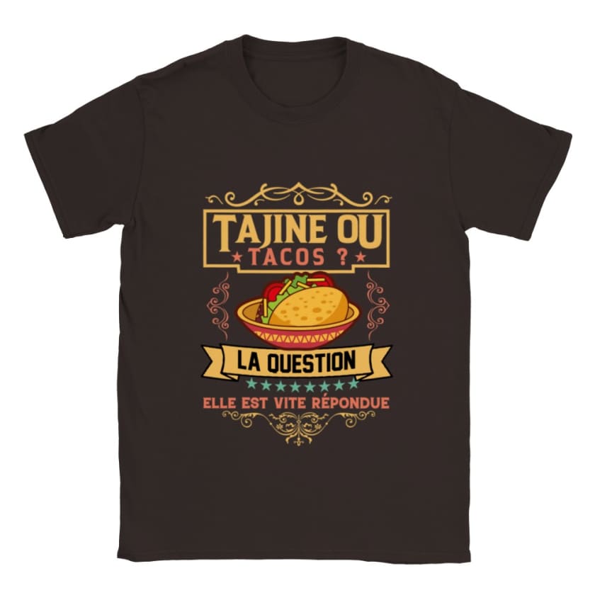 T-shirt Tajine ou Tacos? - Chocolat-noir / S - Print 