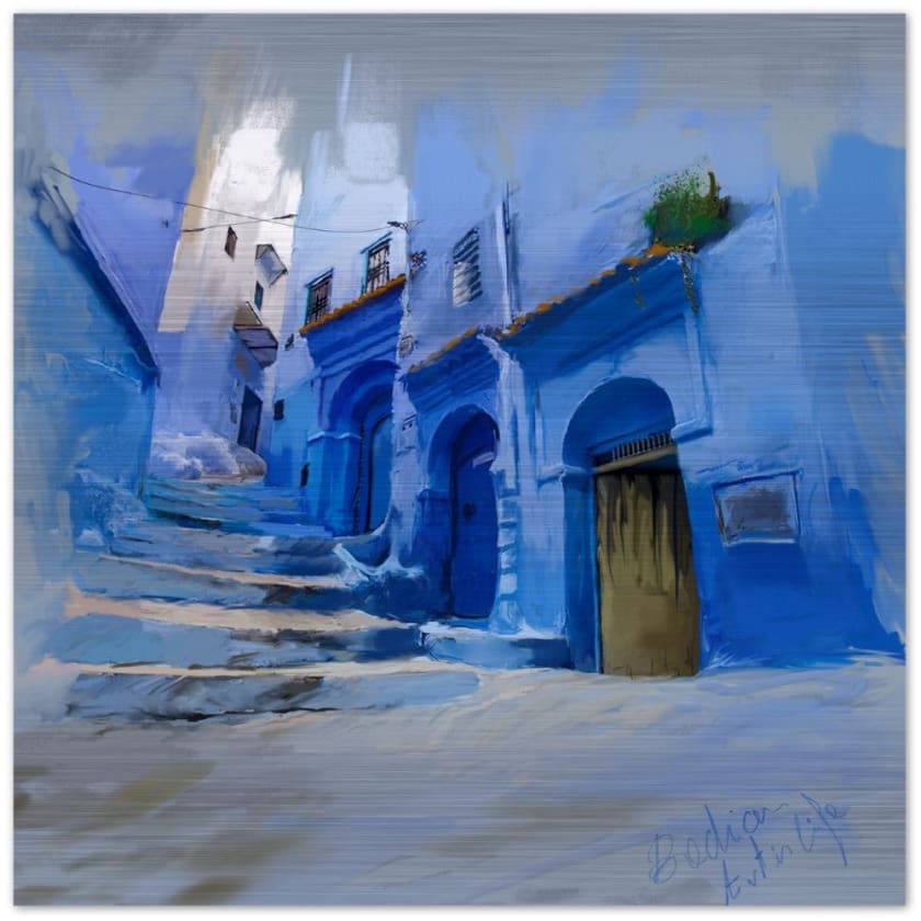 Tableau Chefchaouen Impression en aluminium brossé - 30x30 