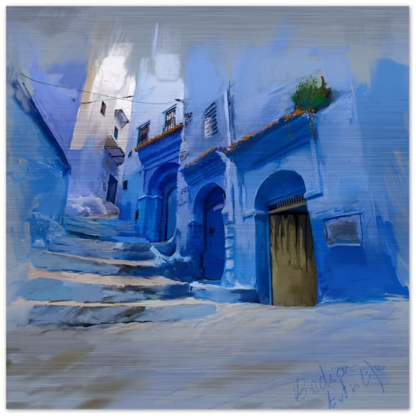 Tableau Chefchaouen Impression en aluminium brossé - Print 