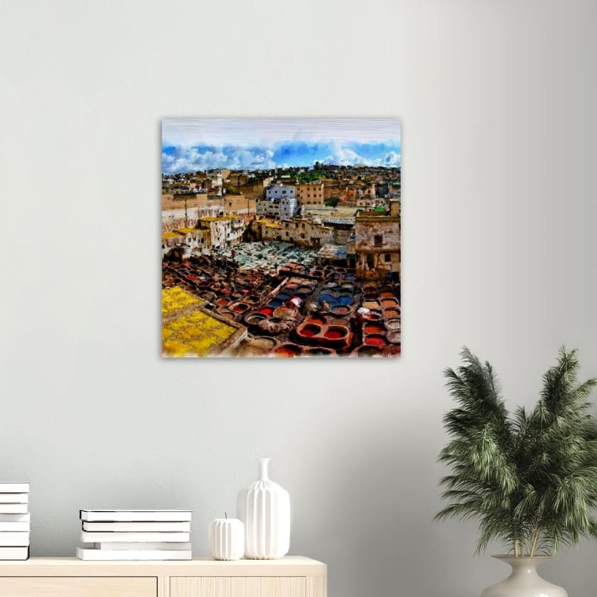 Tableau Dar Dbagh Fès Tannerie Chouara Impression en aluminium brossé
