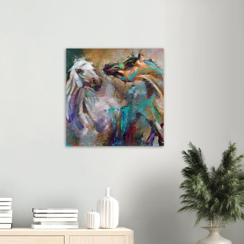 Tableau Maroc Cheveaux Impression en aluminium brossé - 