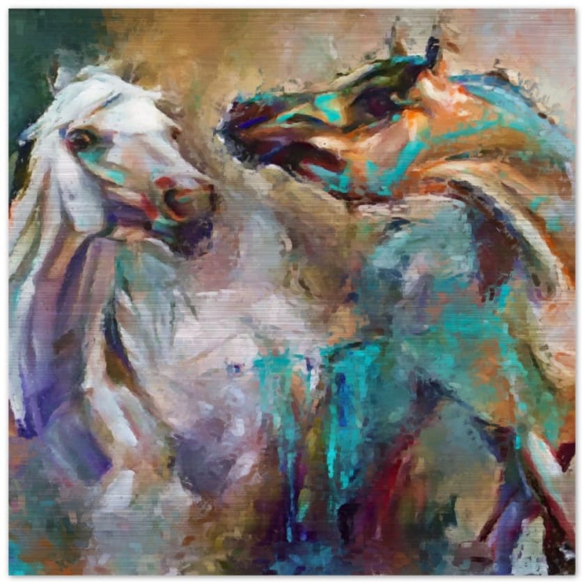 Tableau Maroc Cheveaux Impression en aluminium brossé - 