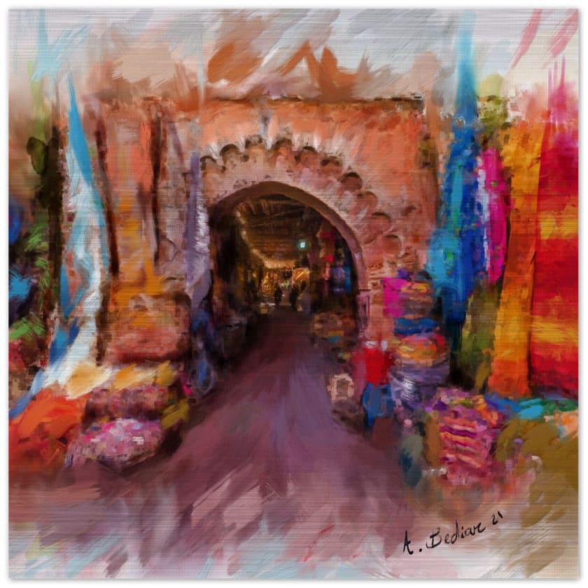 Tableau Medina Marrakech Impression en aluminium brossé - 