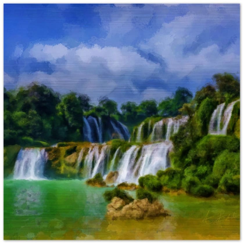 Tableau Paysage cascade maroc Impression en aluminium brossé