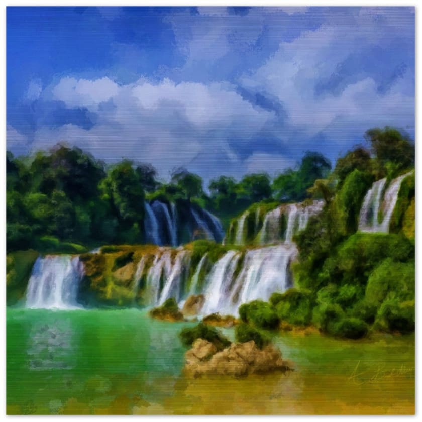 Tableau Paysage cascade maroc Impression en aluminium brossé