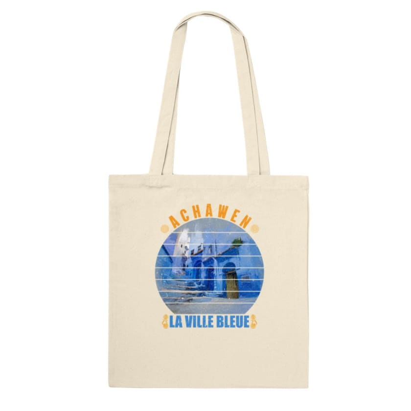 Tote Bag Achawen la ville bleue Maroc - Natural - Print 