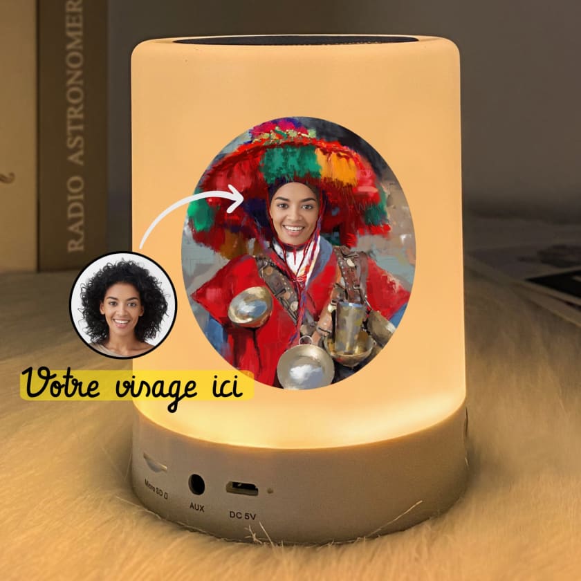 Veilleuse LED personnalisée Visage Guerrab au Visage