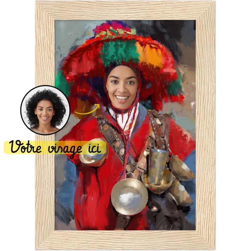 Visage Personnalisé Guerrab Cadeau Poster encadré en bois |